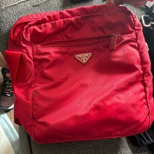 Prada Red Nylon Shoulder Bag